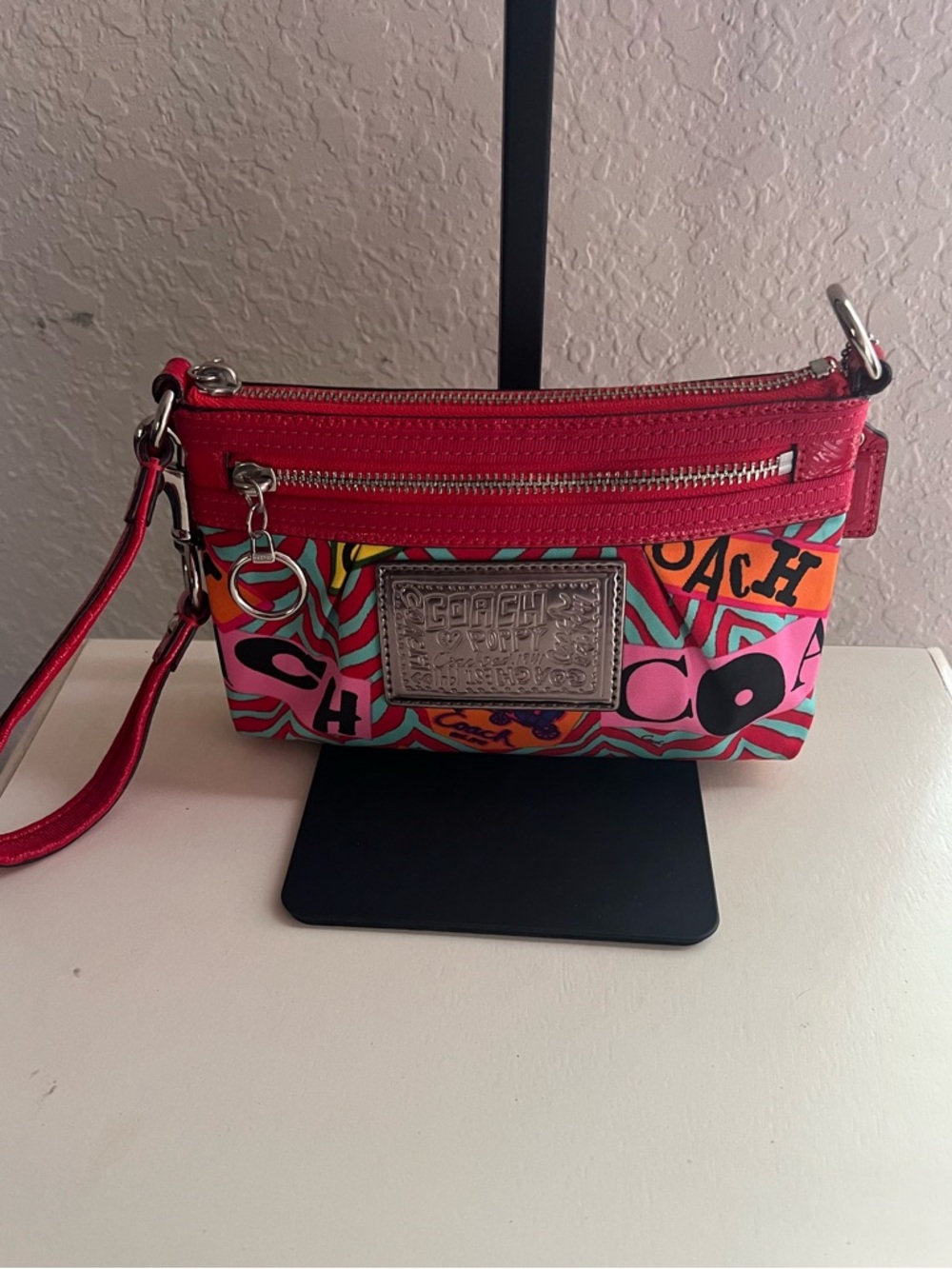 COACH Poppy Multicolor Graphic Wristlet